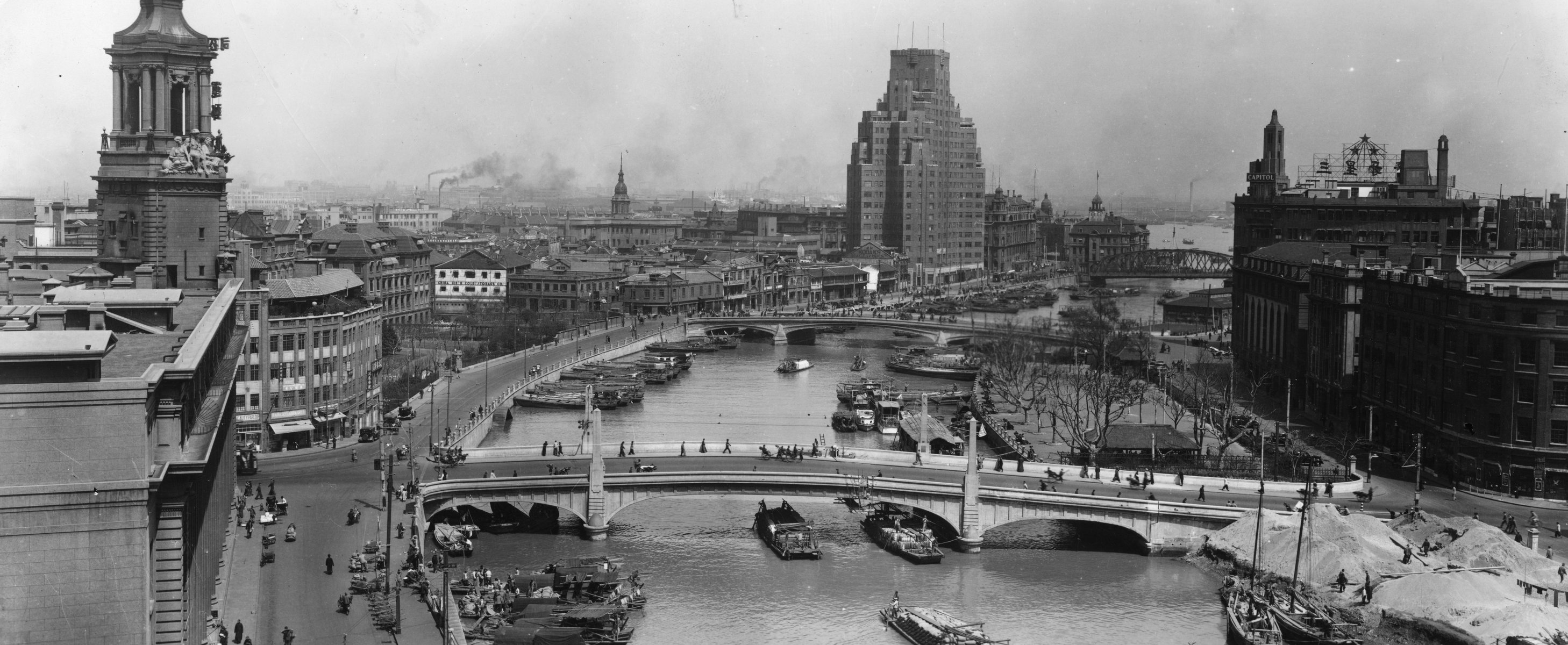 retro stary szanghaj 1930 rzeka nabrzeże