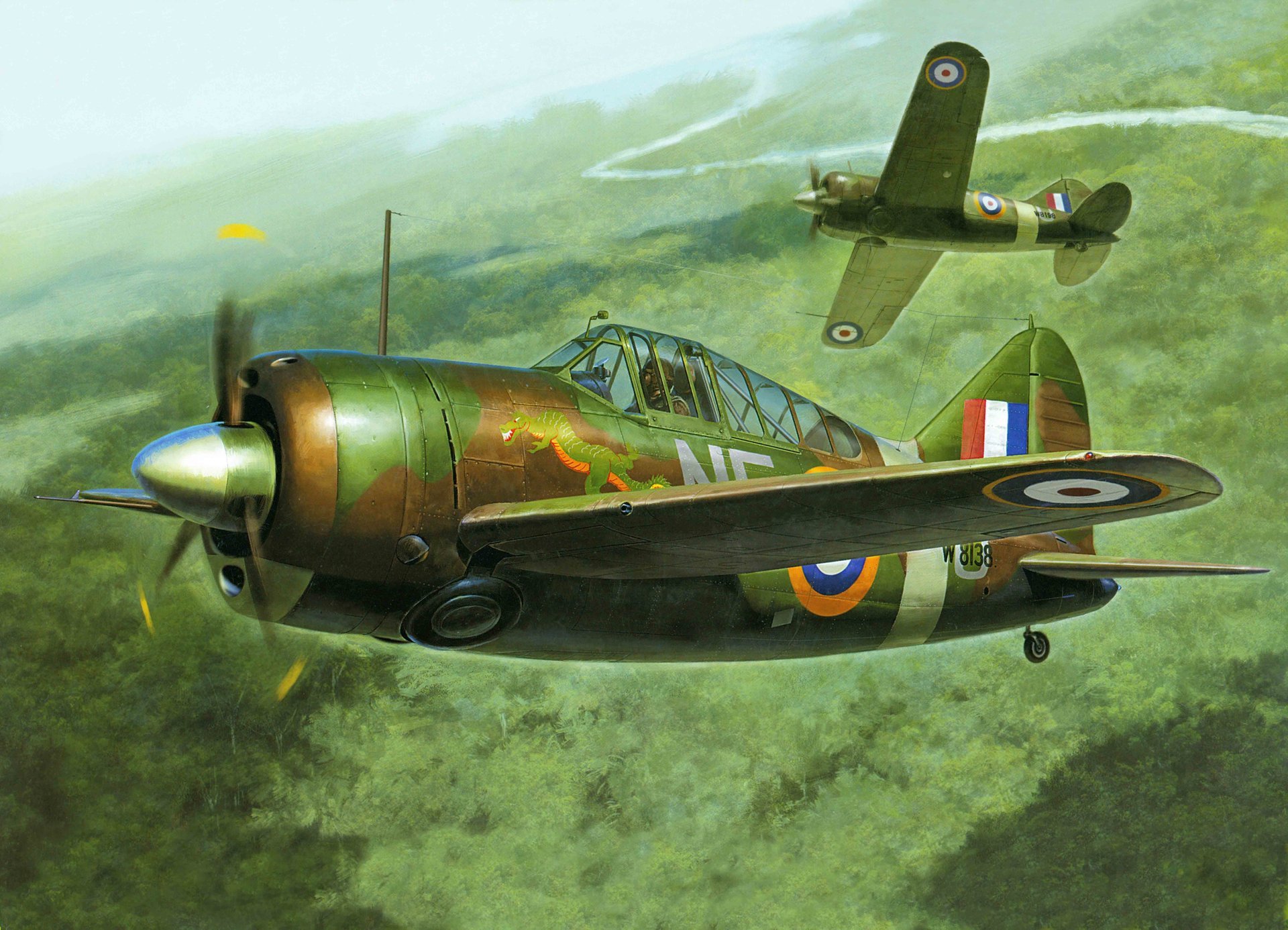 kunst brewster flugzeug f2a buffalo