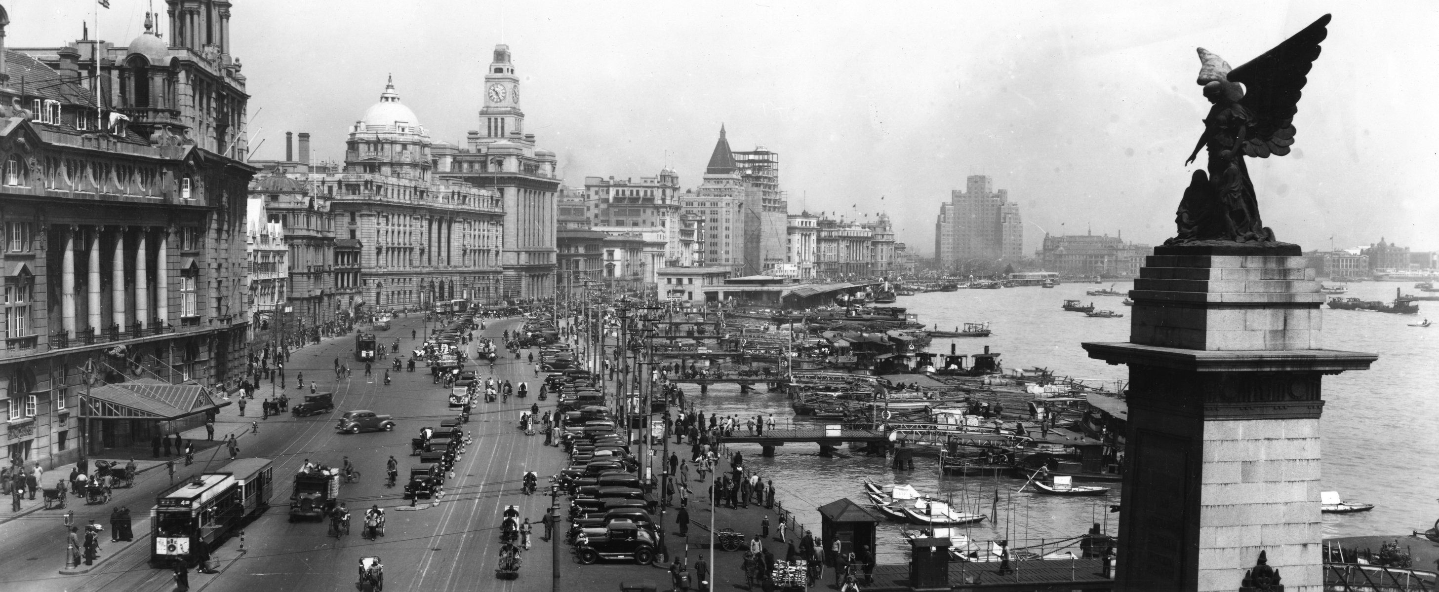 rétro shanghai années 1930 noir et blanc promenade