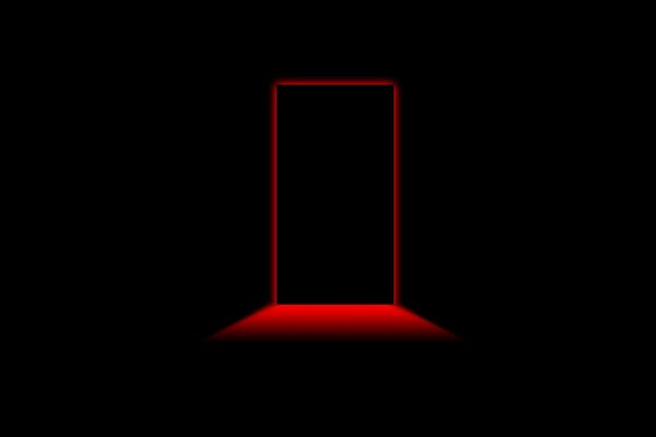 Czarne drzwi z czerwonym światłem