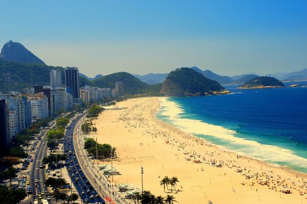 Background of the sunny beach of Rio De Janeiro