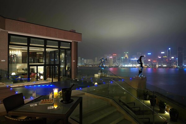 The interior of a big city from the windows of houses