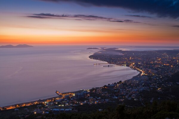 View of Albania in the evening by the coast