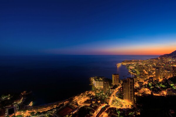 Night coast in the city of lights