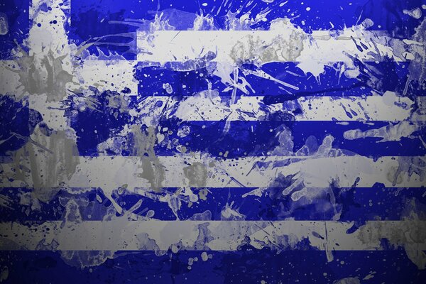 Drapeau de la Grèce avec des divorces et des taches