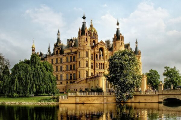 Majestic castle by the water in Germany