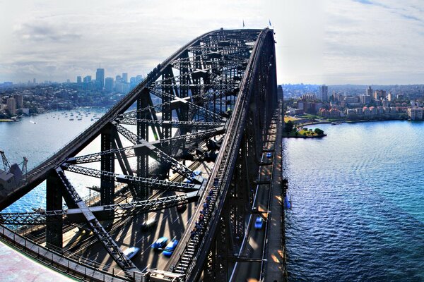 A bridge connecting two banks in the city