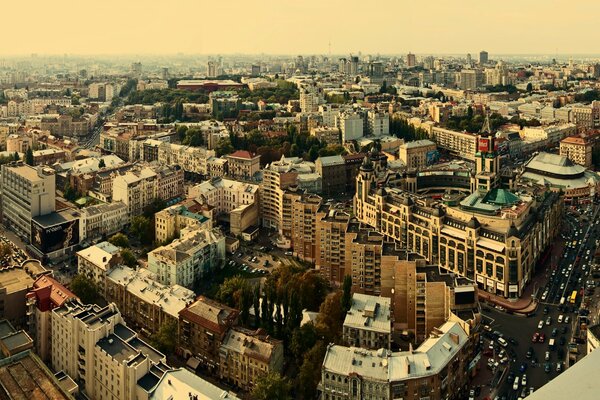 Zdjęcie miasto Kijów panorama z wysokości