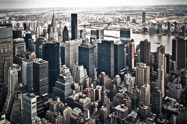 Photo of New York from a height. Megalopolis high - rises