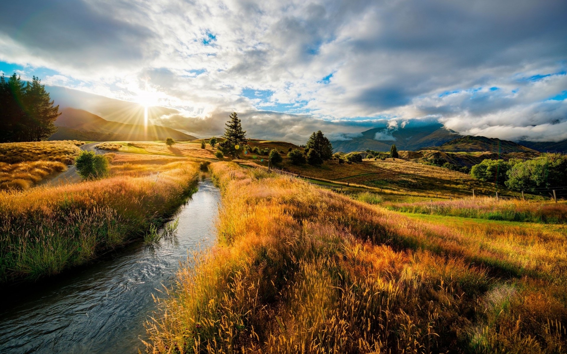 landscape hills clouds nature