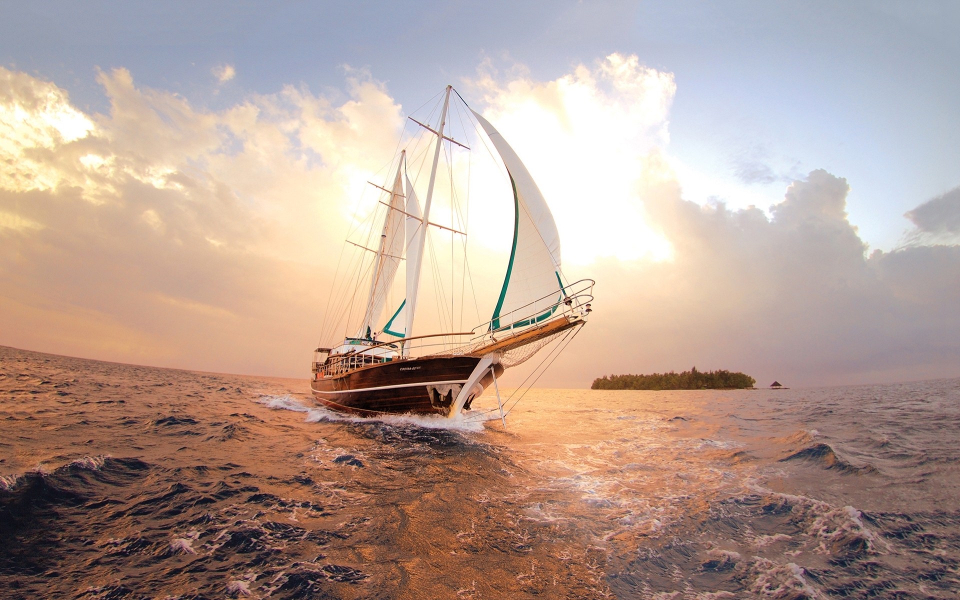 nuvole oceano isola cielo mare barca a vela yacht