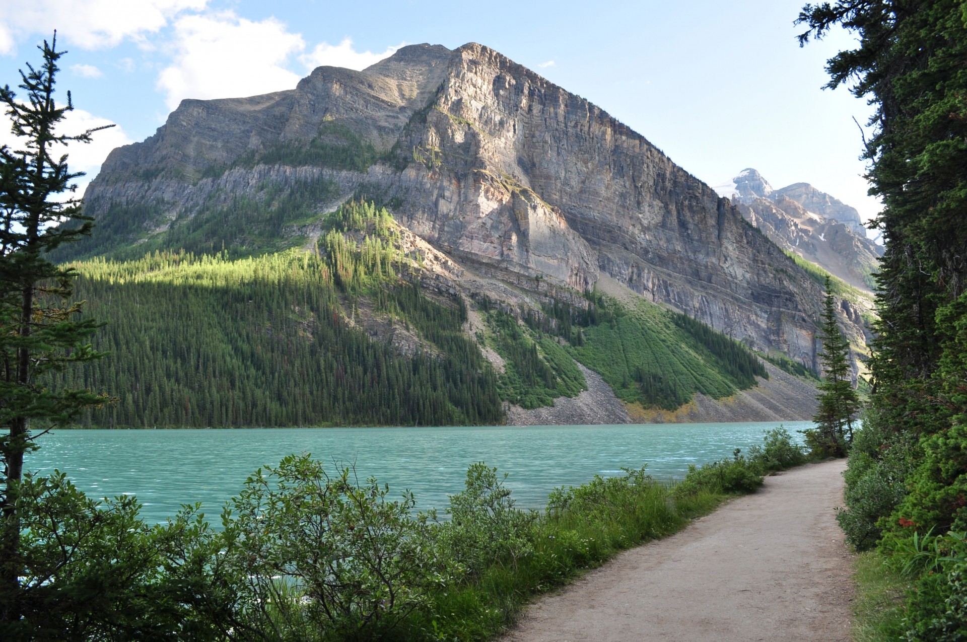 landscape nature lake tree road mountain