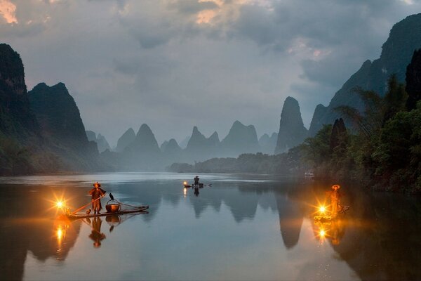 The nature of the lake surrounded by a mountain landscape is admirable