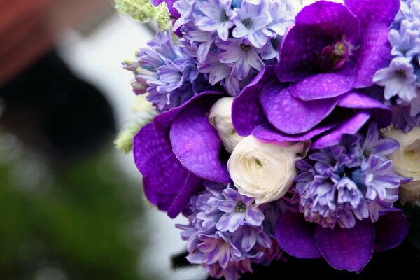 Beautiful lilac white flowers in a bouquet