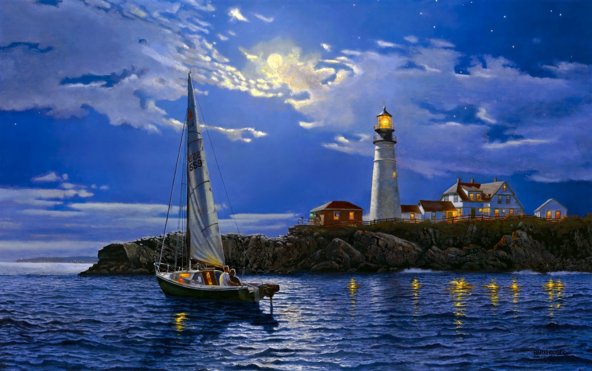 art landscape lighthouse sea serenity yacht