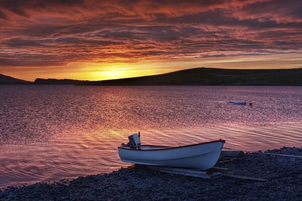 The romance of the shores and waves by the boat