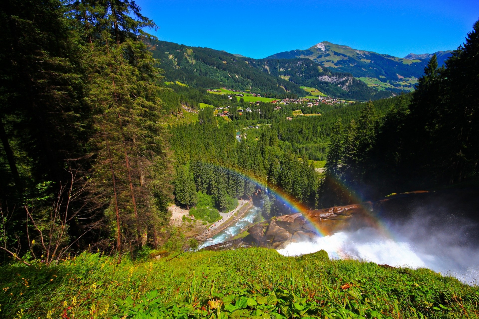 village krimml waterfalls landscape valley design forest panorama hallstatt mountain austria