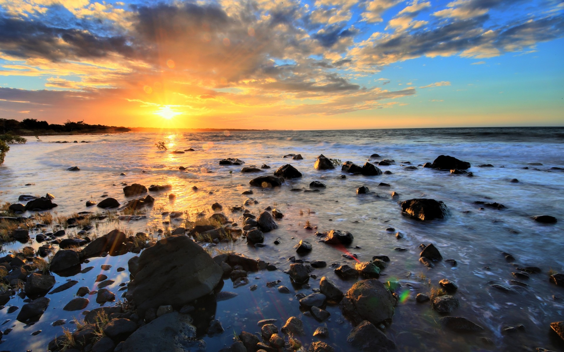 piedras paisaje puesta de sol naturaleza cielo mar