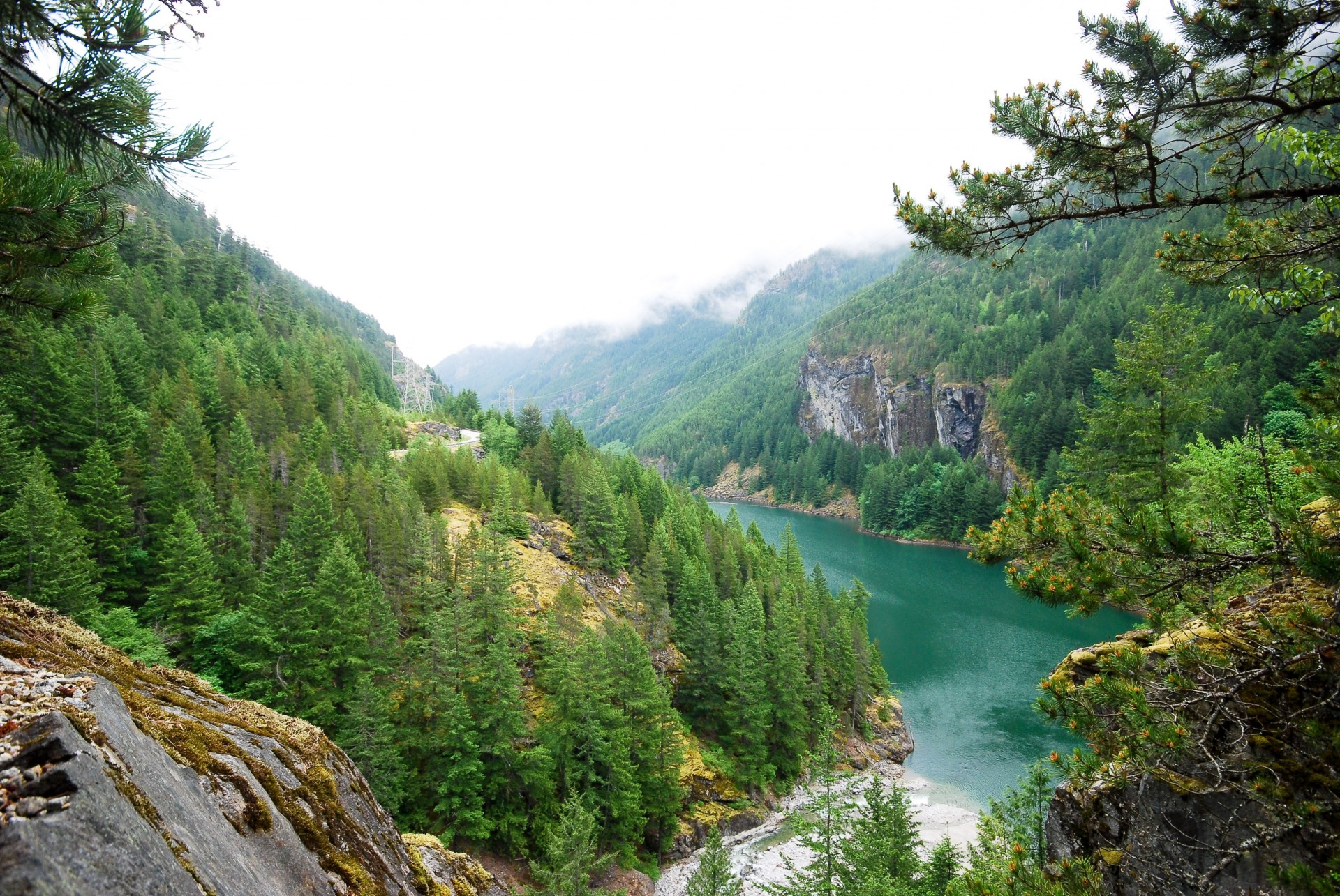 landschaft fluss natur bäume berge felsen