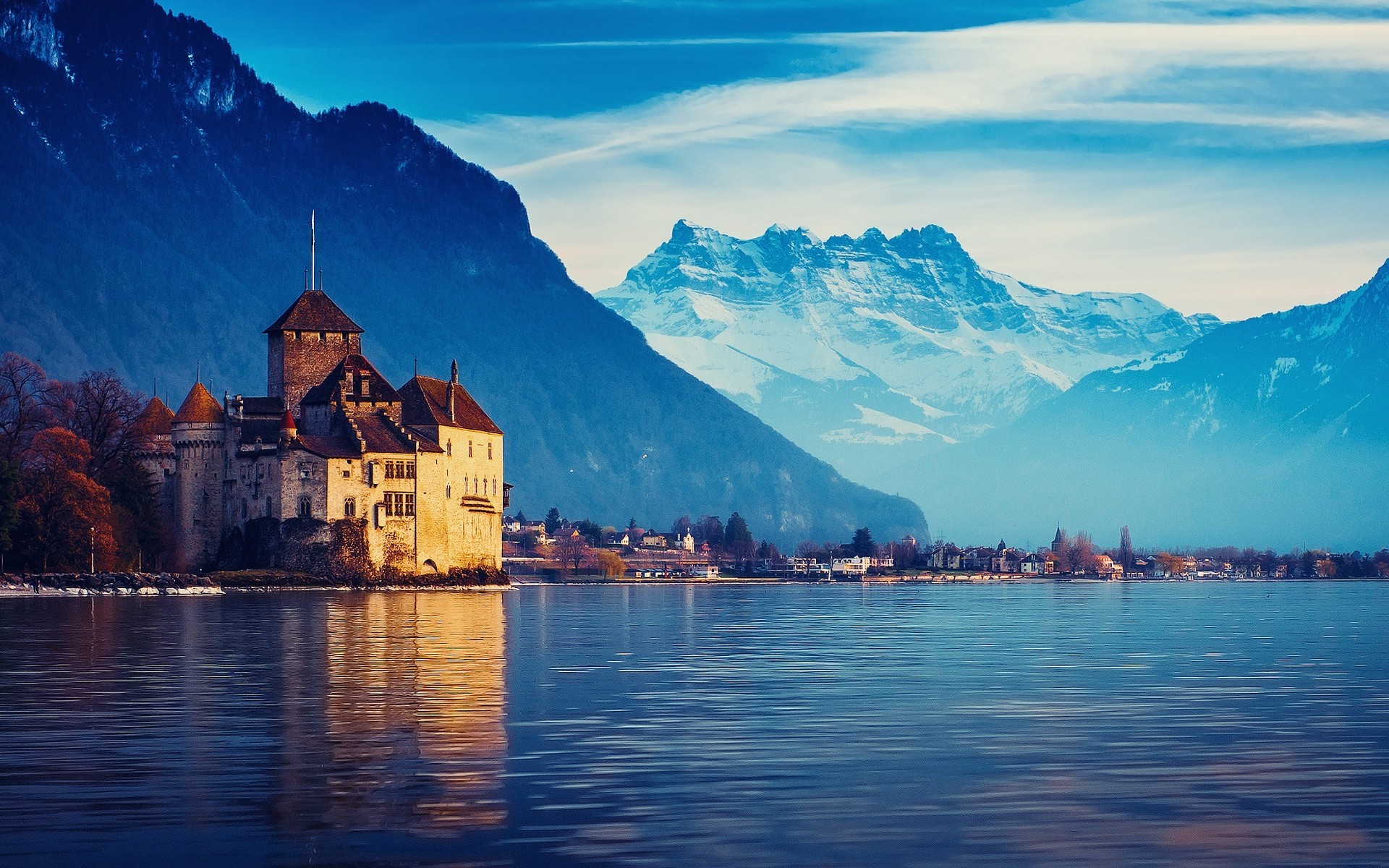 schweiz berge stadt genfer see