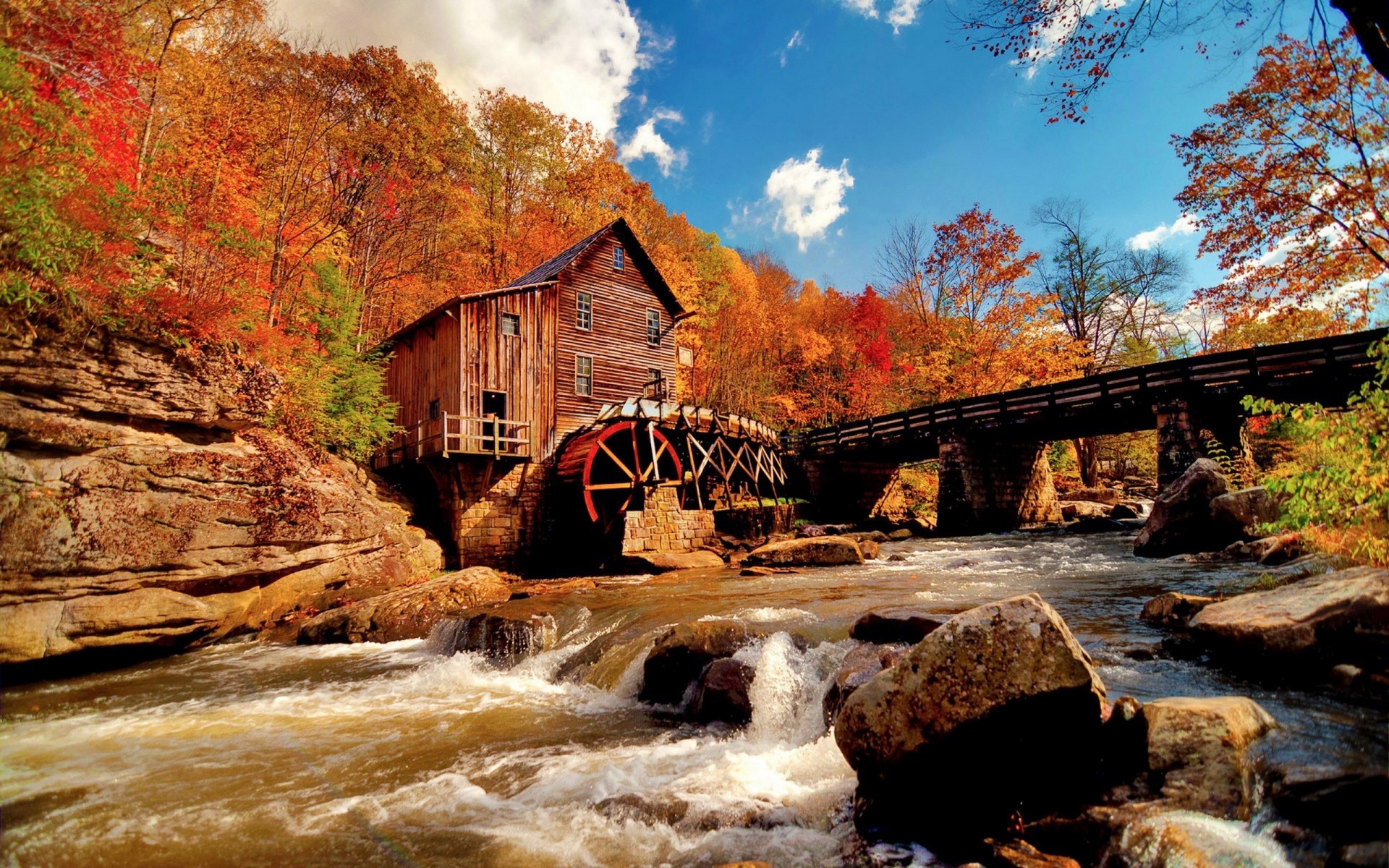 pietre autunno mulino fiume natura