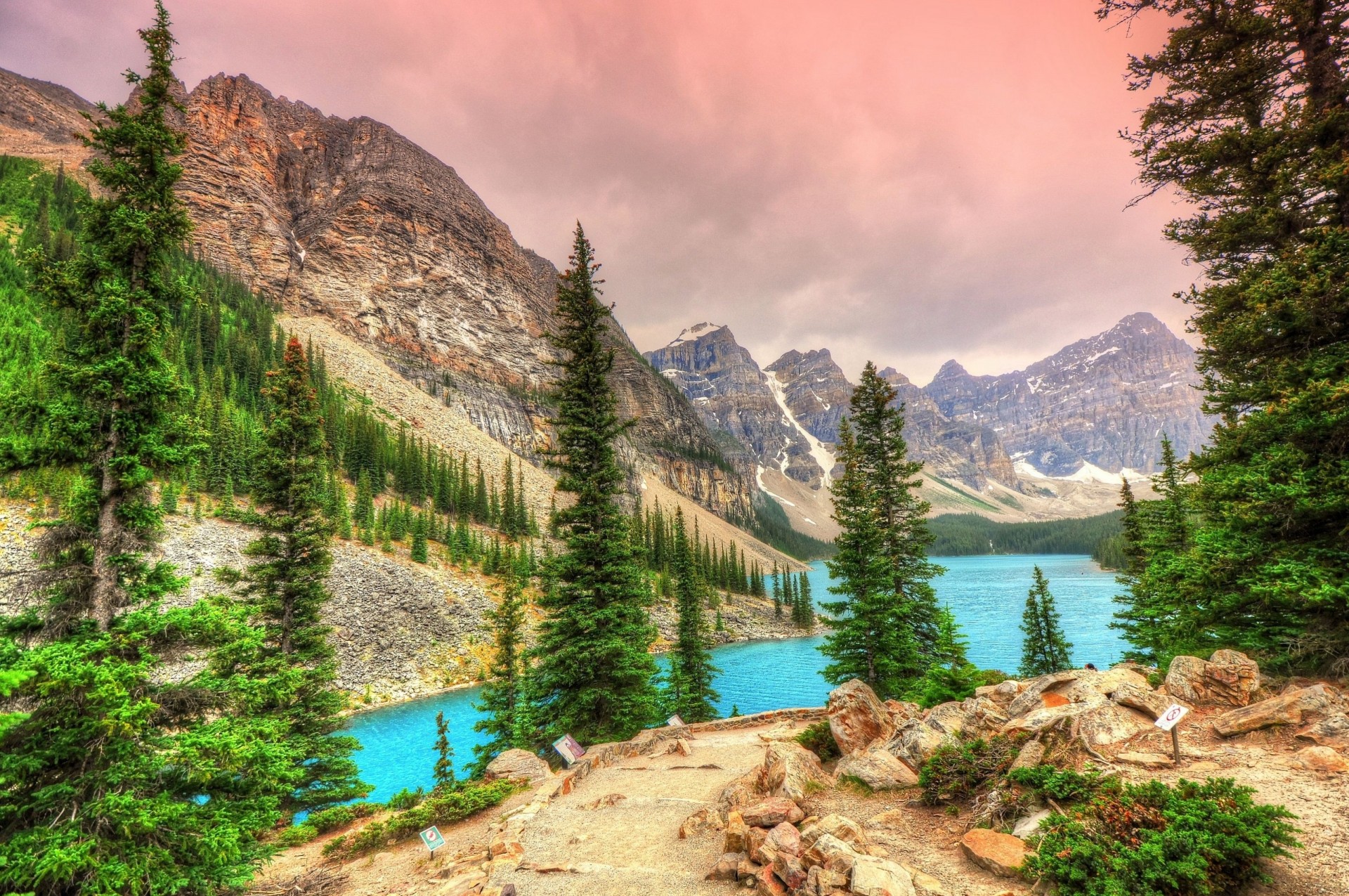 dolina dziesięciu szczytów młode jezioro drzewa kanada park narodowy banff banff góry jezioro moraine