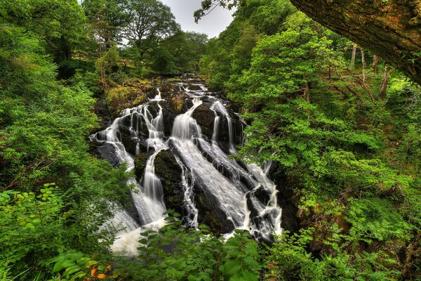 Waterfall in the UK. Snowdonia