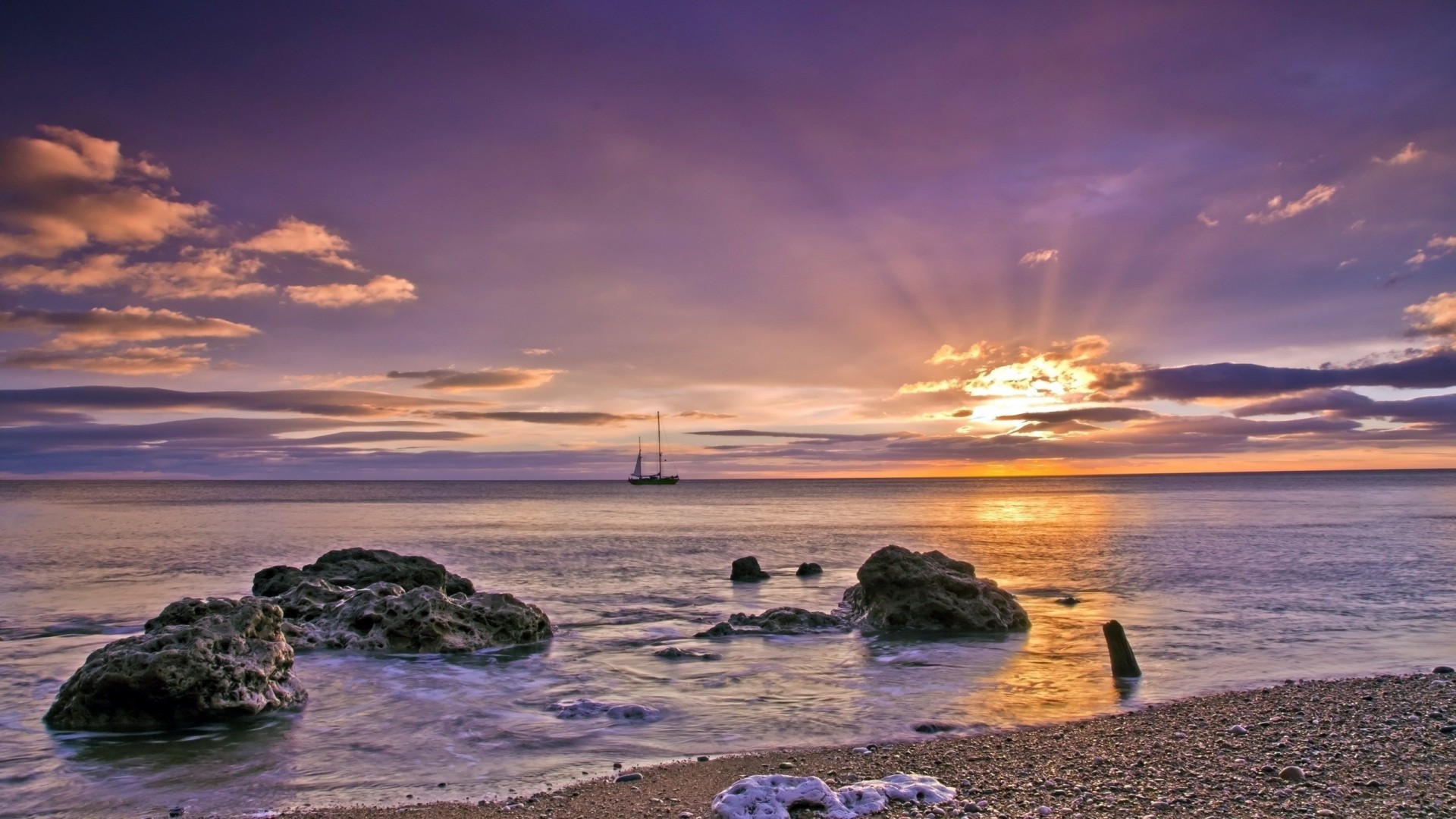 nave mare paesaggio tramonto