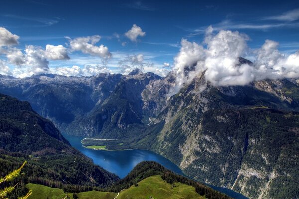 Landscape of a mountainous area with a river