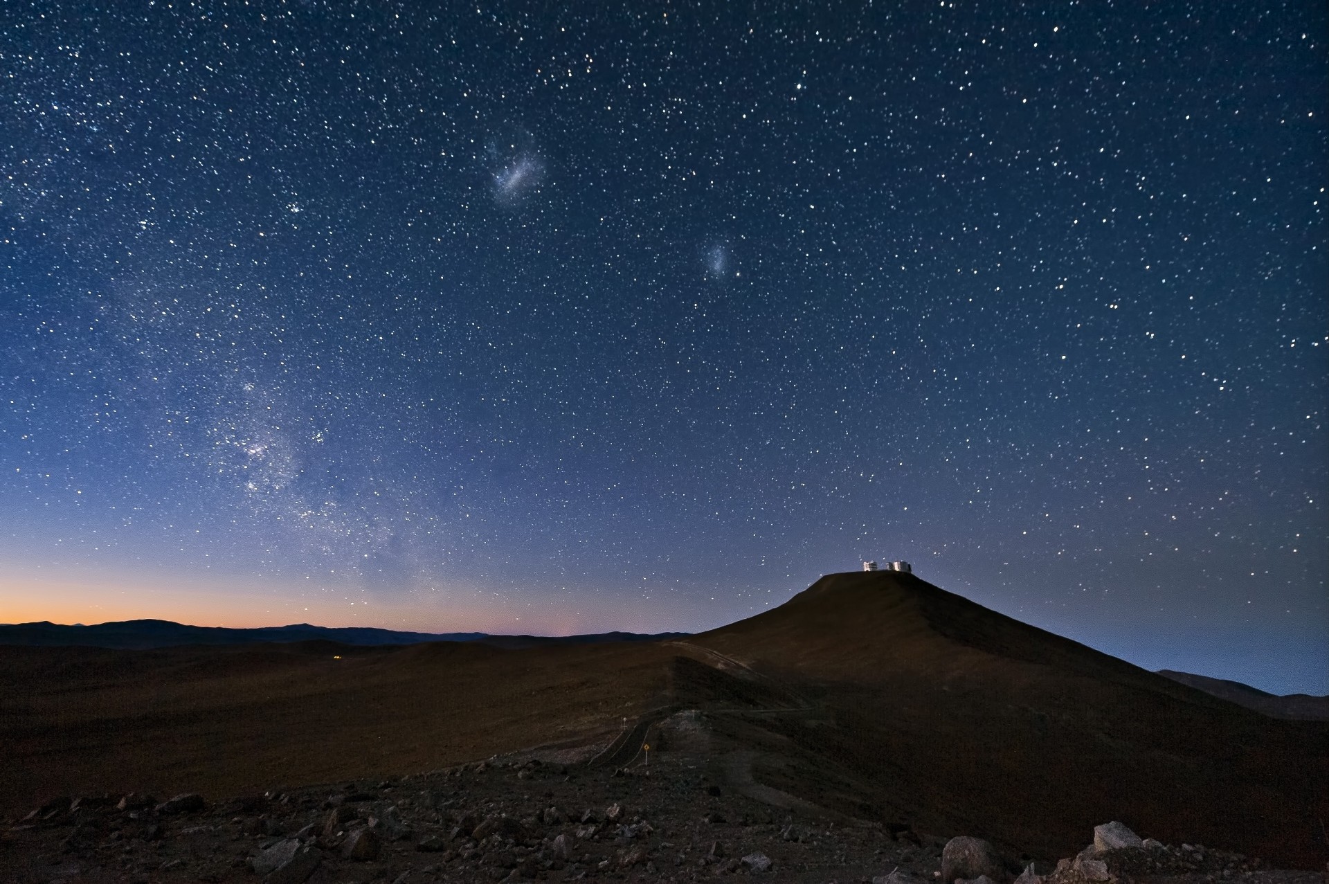 night sky mountain sand desert constellation