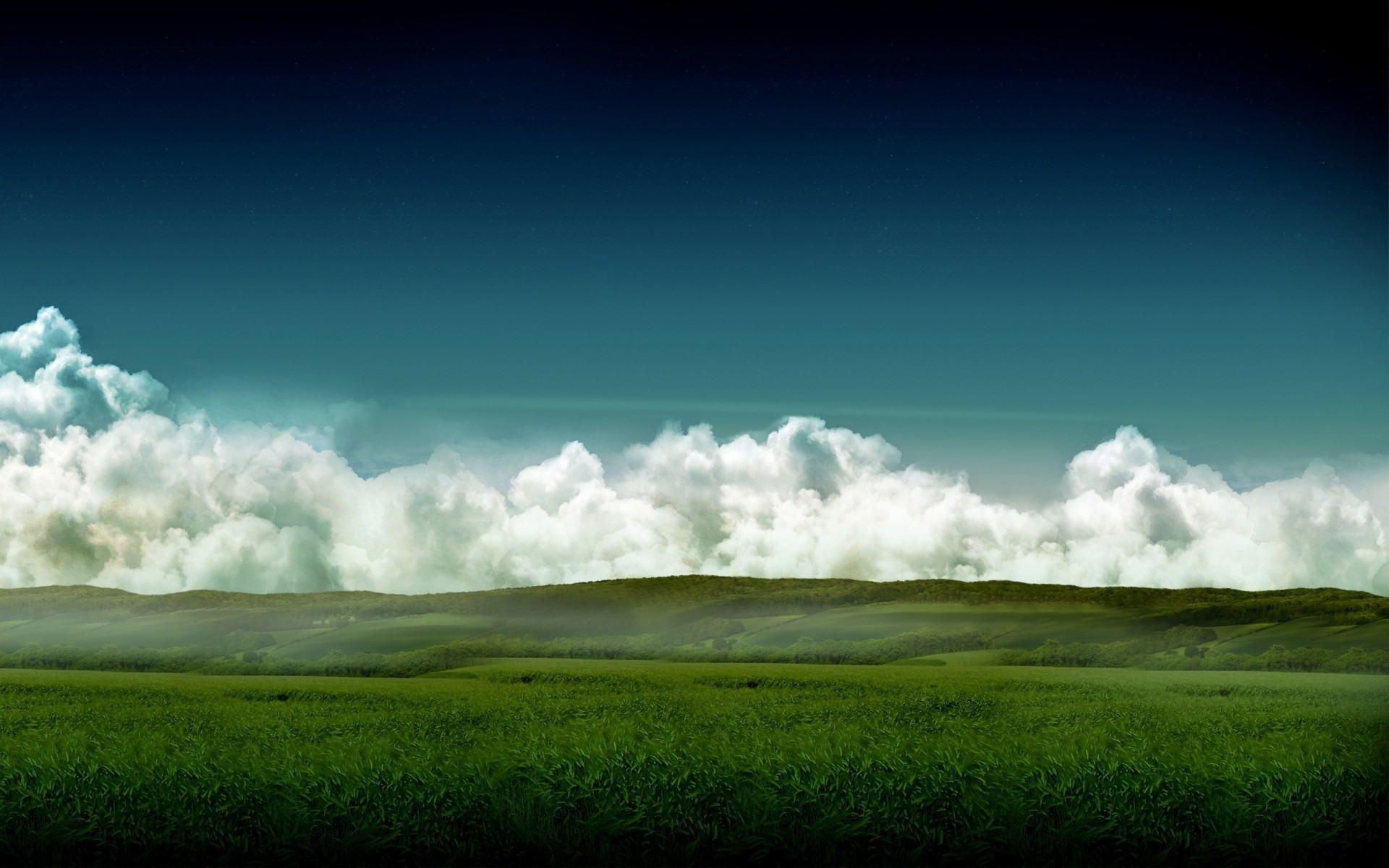 prairies volume toscane ciel couleurs empreinte été brume nuages verdure herbe