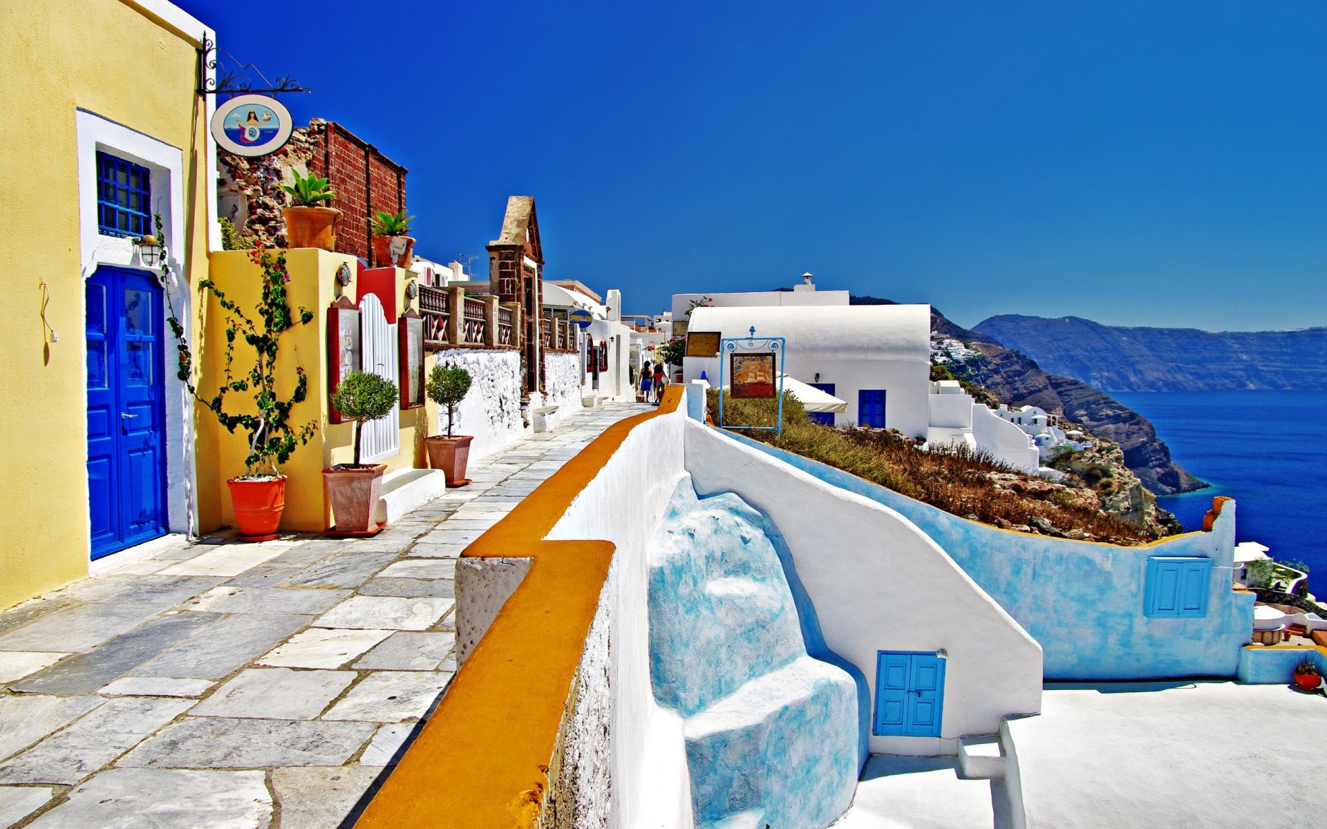 paysage nature mer santorin grèce maisons