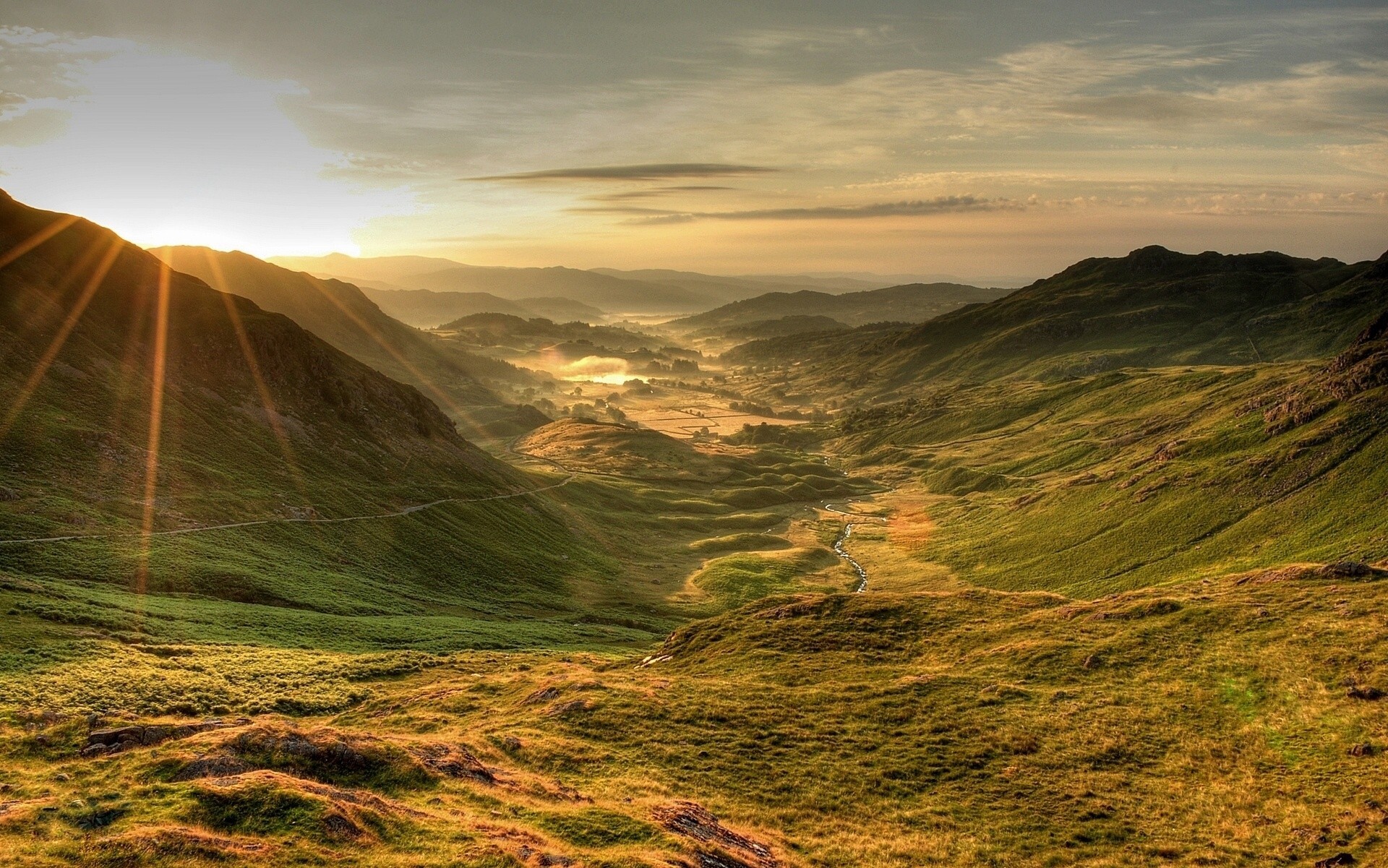 cumbria zachód słońca anglia dolina góry