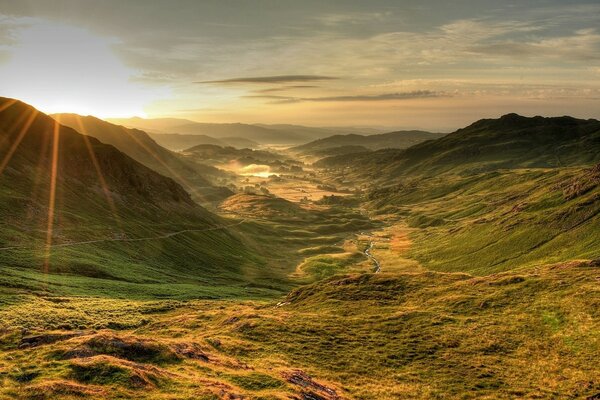 Cumbria Inghilterra bel tramonto