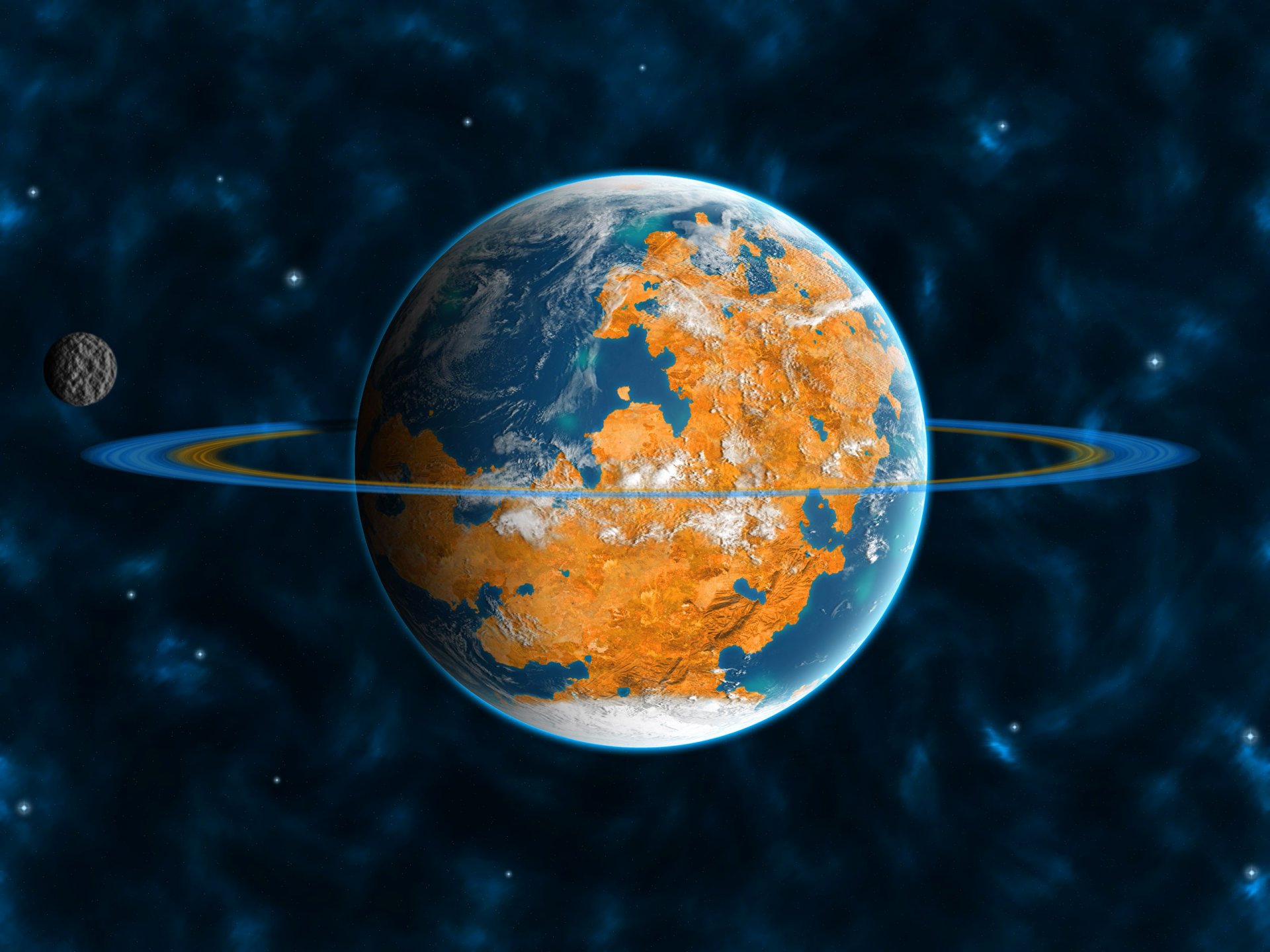 wszechświat planeta pierścienie satelita orbita