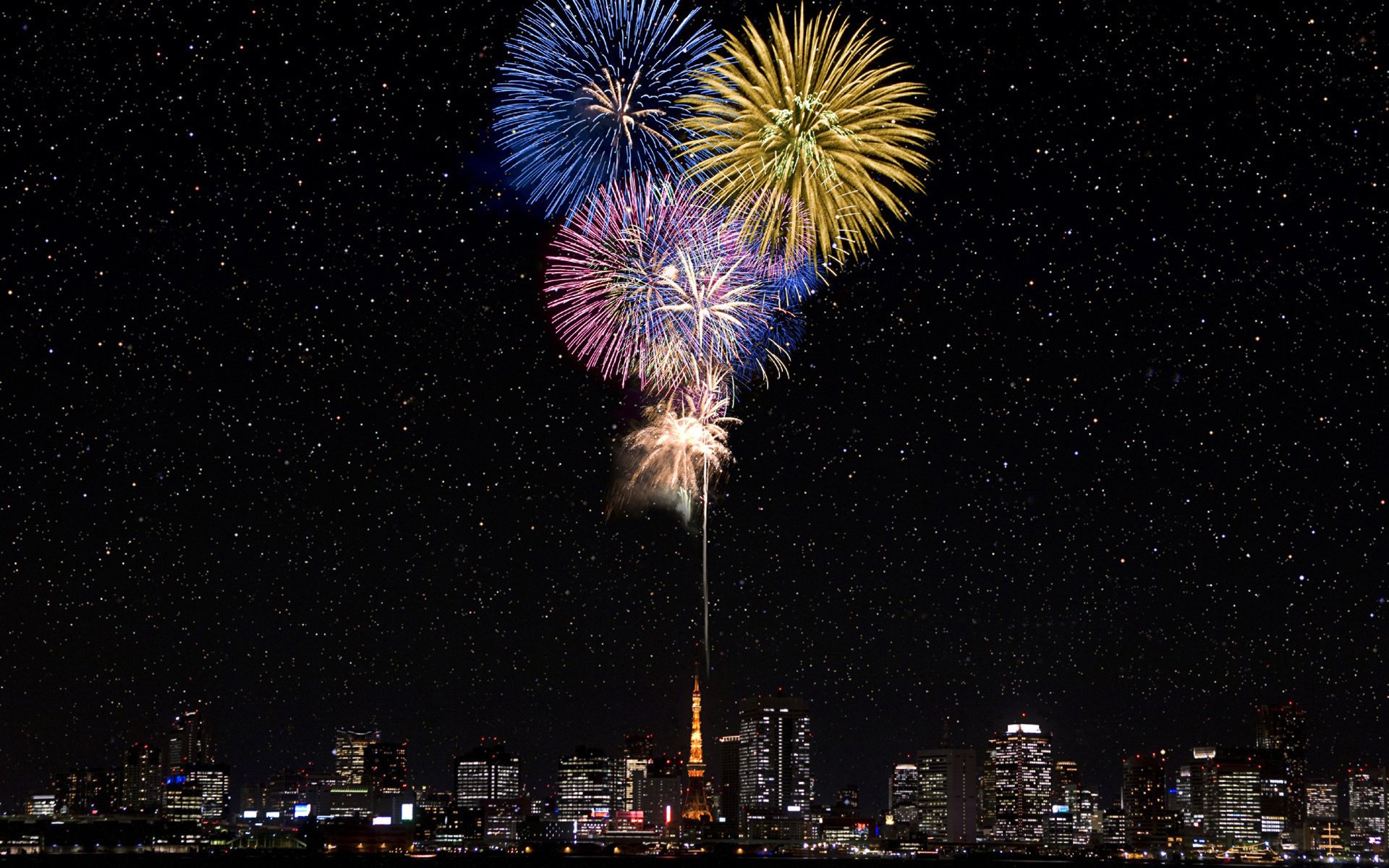 japon japon tokyo salut feux d artifice étoiles tokyo