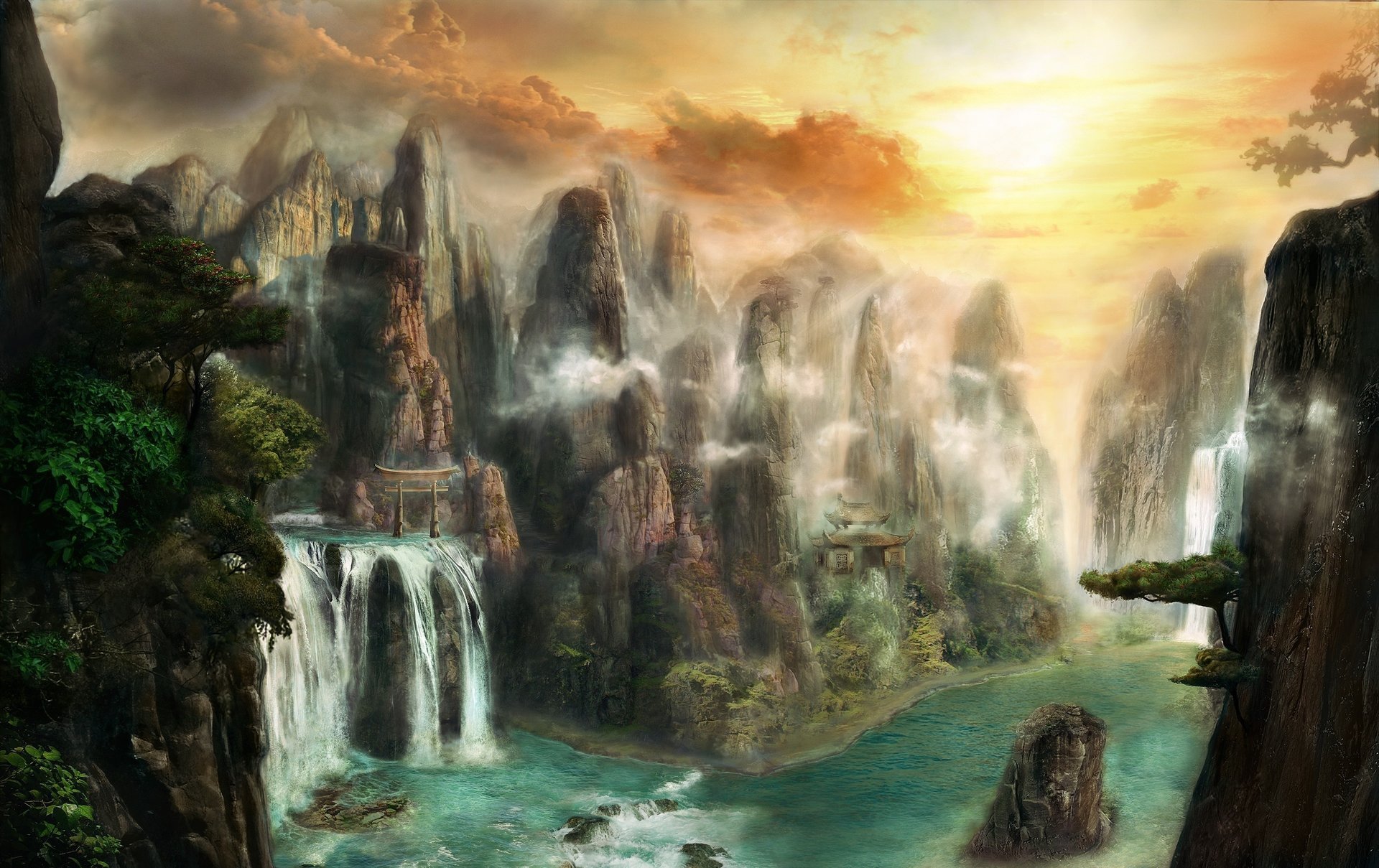 max antonov landscape mountains rocks fantasy world art