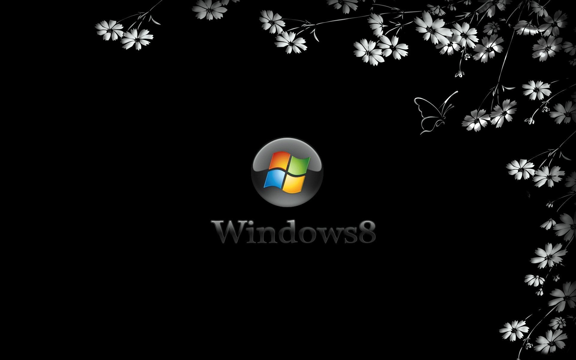 schwarz windows 8 blumen hintergrund