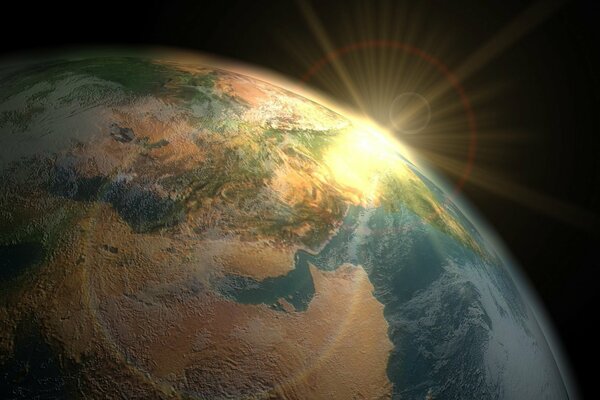 Photo de la planète terre lever du soleil