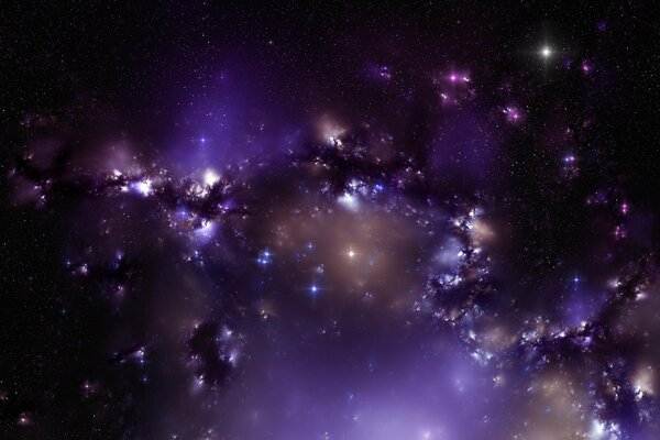 Dark space with a cluster of stars