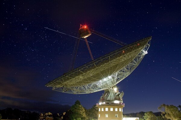 A telescope aimed at the starry sky