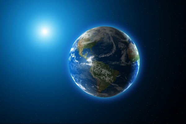 Hermoso planeta tierra en la luz