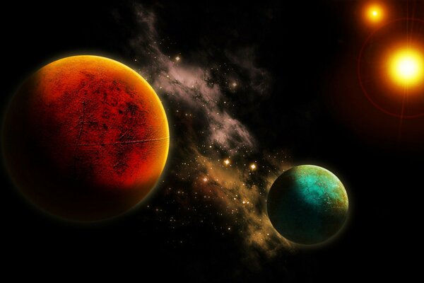 Planetas todo color diferente nebulosa del cielo