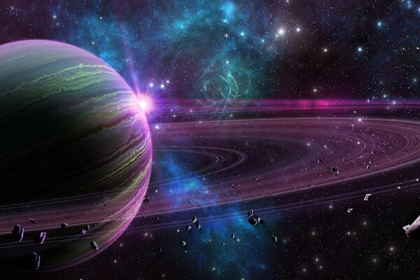 La planète Jupiter entourée de ses anneaux