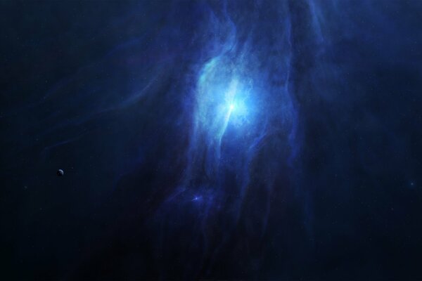 Bright blue light of cosmic planets