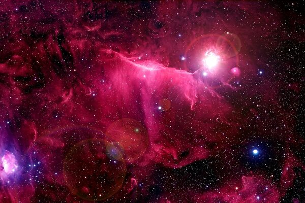 Red nebula in outer space