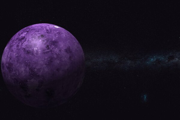 Planeta púrpura en el universo con estrellas