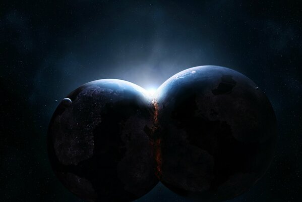 Fantastica collisione di due pianeti