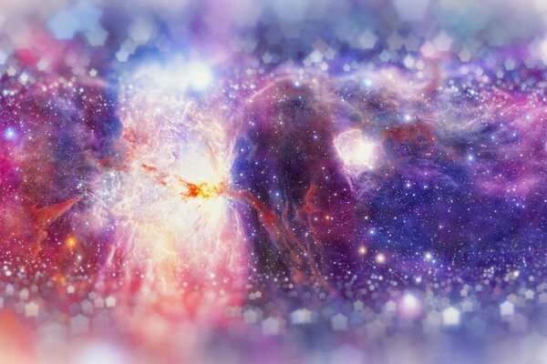 Galaktischer Nebel beim Kreuzen eines Sternpaares