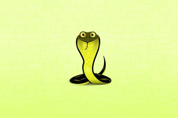 Serpiente linda minimalista sobre fondo verde